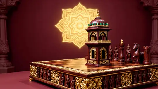 Play chess online on ChessOx — hand-carved rosewood chess set with ornate gold inlay